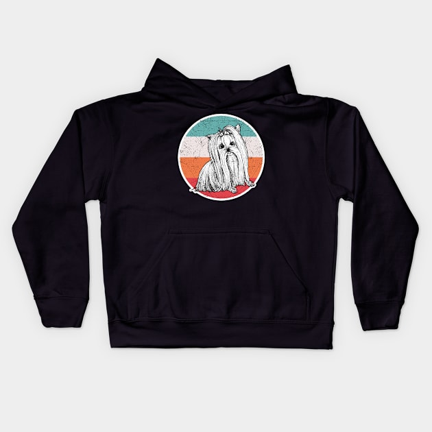 Vintage Retro Yorkie Kids Hoodie by aaltadel